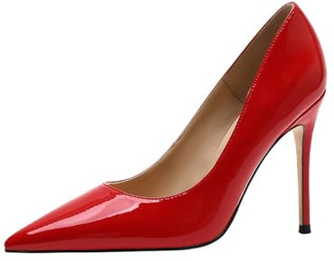 Décolleté Donna Sexy Tacco A Spillo A Punta Classico Ritaglio High Heels Chiuse Davanti Scarpa 6/8/10CM Basic Dressper Feste (Rosso 8cm,34)