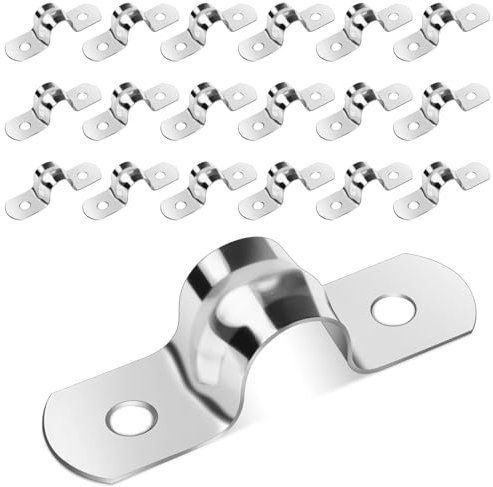 20 Pcs Pipe Clips 10mm,Caianwin Pipe Clamp Stainless Steel 304 Pipe Strap Clamps for Installing Gas,Qater or Hose Pipes