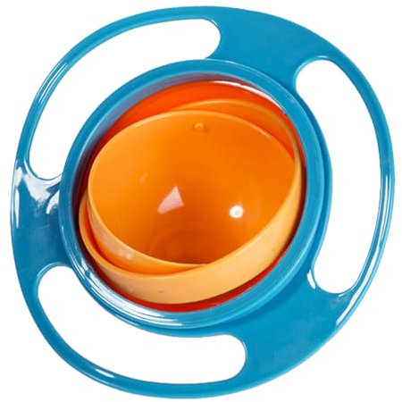 KOAHDE Bol Gyroscopique à 360°,Bol Gyroscopique Anti-Déversement,Bol Gyroscopique avec Couvercle pour Bébé,Bol Gyroscopique Universel pour Bébé,Bol Gyroscopique Universel Anti-Fuite,Bleu,1PC