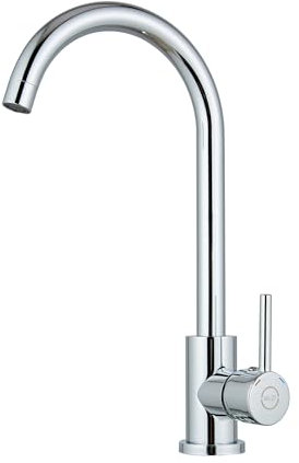 MILOT Kitchen Sink Taps Mixer | 360°Swivel Single Handle Low Arc | Mixer Tap Kitchen Sink | Screw-Free Installation Stainless Steel | G 1/2 Fittings | Polished Chrome