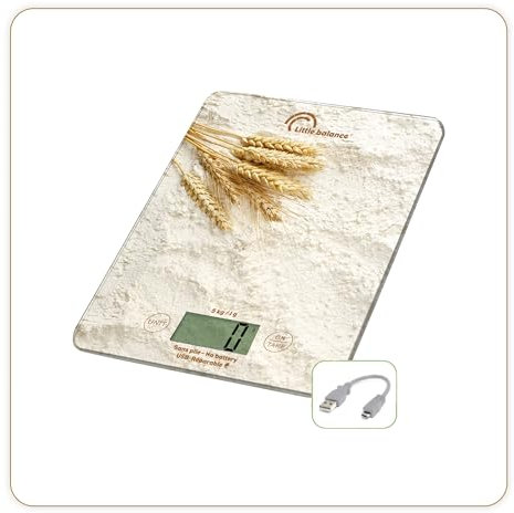 LITTLE BALANCE La Beauce 8716 Slim USB-R Küchenwaage ohne Batterie, wiederaufladbar, USB, reparierbar, 5 kg, La Beauce