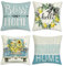 Bonhause 4er Set Kissenbezüge Zitrone 45 x 45 cm LKW Home Sweet Home Dekorative Kissenhülle Zierkissenbezüge für Sofa Schlafzimmer Zuhause Garten Outdoor Dekoration