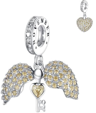 Annmors 925 Sterlingsilber Geburtsstein Anhänger Herz Charms für Armband und Kette, für Pandora