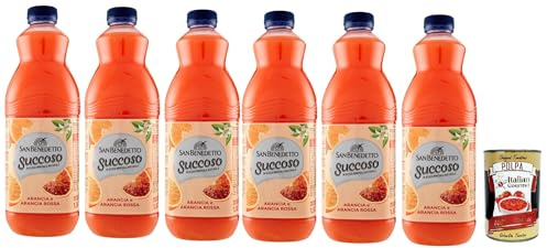 San Benedetto Succoso Arancia e Arancia Rossa PET flasche 6x 1,5 Lt, Orange und Blutorange Fruchtsaft saft, Orange fruit juice + Italian Gourmet polpa 400g