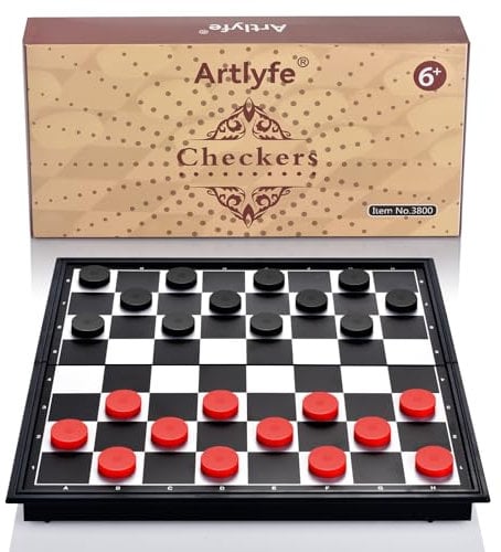 Artlyfe Dama Magnetica Gioco da Tavola, Set Scacchiera Magnetica Pieghevole Portatile, Adatto a Bambini e Adulti, Perfetto per Feste e Viaggi