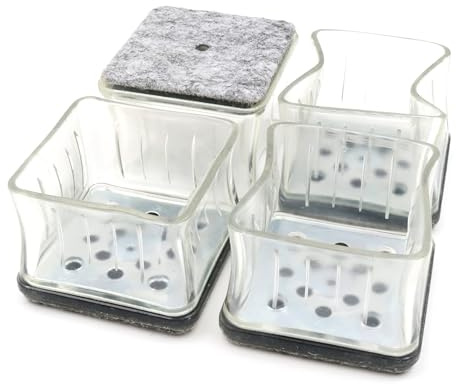 Design61 4er Silikon Filzgleiter Stuhlbeinkappen Eckig Gleitkappen Filzkappen Bodenschutz für Stühle von 30-35mm