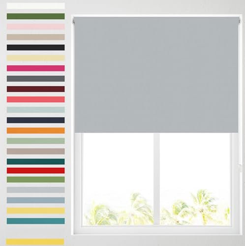 Barnes Blinds - Blackout Roller Blinds for Windows, Custom Cut to Size - Black Out Thermal Fabric Durable Fittings Easy Fit - Roller Blind (Silver 153cm)