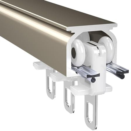 Raumteiler Vorhangschiene mit Flexibler Deckenschiene, Verdunkelungsvorhänge schalldicht, für Wohnzimmer, Schlafzimmer, Terrasse, Schiebetür (Gold, 150cm)