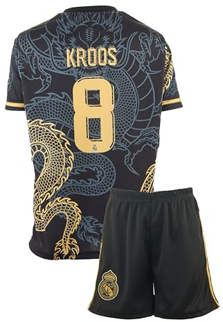 Toni Kroos Dunkelblau Drachen Fußball Kinder Trikot,Spezieller Entwurf, Fussball, Limitierte Auflage, Beschränkte Auflage, Kommen Sie mit Shorts (Dunkelblau,164,kroos)