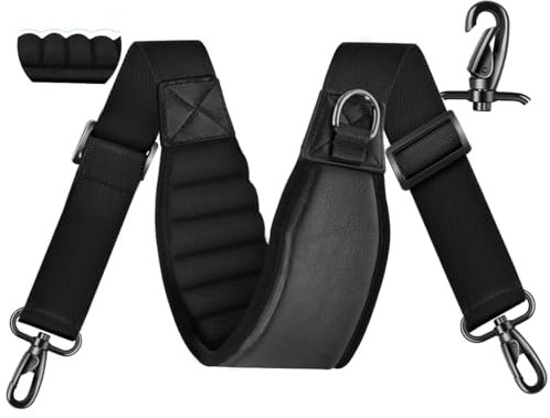 ZINZ Schultergurt 67 Zoll mit dick gepolstertem,universeller Taschengurt mit Doppelschnallen und drehbaren Metallhaken für Laptoptasche, Kuriertasche, Kameratasche, Aktentasche und mehr,Schwarz