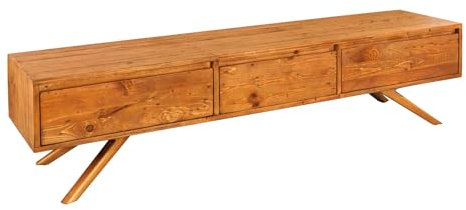 Riess Ambiente Massives TV-Board FINCA - 180cm - Vintage braun - recyceltes Pinienholz - mit Schubladen