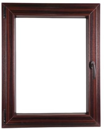 ALUCON Fenster 800x1000 mm – Kunststofffenster 80x100 cm – Flügelfenster Innen Mahagoni/Außen Mahagoni – DIN Links