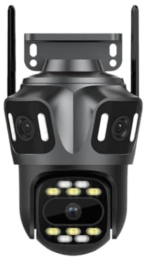 Boddceto Icsee3-Eye 8MP Kabellose WiFi-HD-Netzwerkkamera mit Drei Bildschirmen für Den Außenbereich, Vollfarb-Kamera, 360-Grad-Panoramablick über Mobiltelefon