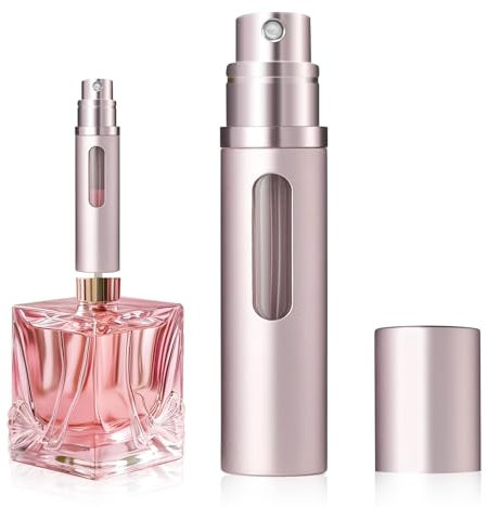 Atomizador Perfume Recargable 5ml,Recargador Perfume de Viaje,Frasco Perfume Recargable,Dispensador de Perfume Mini (Rosa)