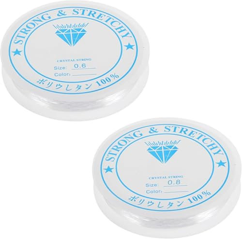 2 Spule Elastische Schmuckfaden,0.6 mm und 0.8 mm Transparente Perlen Faden, Nylonschnur für Armbänder, Reißfeste Schnur, Unsichtbare Nylonschnur, für Schmuckherstellung, DIY Baste