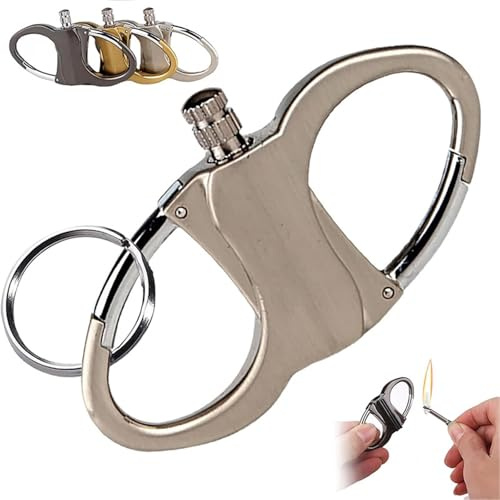 BXFFFCEO Schlüsselanhänger-Feuerzeug, Metall, Wasserdicht, Unisex, Silver
