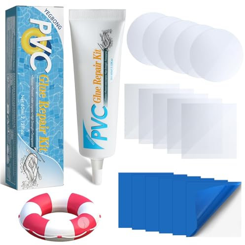 unillea Kit Réparation Piscine, Kit Réparation Spa Gonflable, 6 Rustines Autocollantes Transparentes en Plus, Patch Étanche pour Matelas, Structures Gonflables, EVA, TPU, PVC
