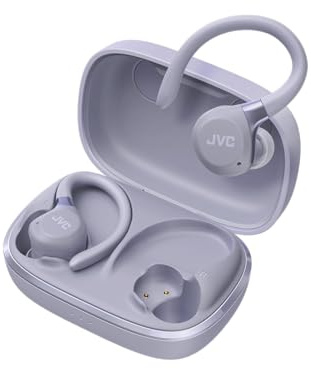 Fitness Series JVC HAE-C75T-V Écouteurs de sport sans fil avec arceau réglable, réduction active du bruit, mode ambiant, IP57, 40 heures d'autonomie, égaliseur App, faible latence, microphone – Violet