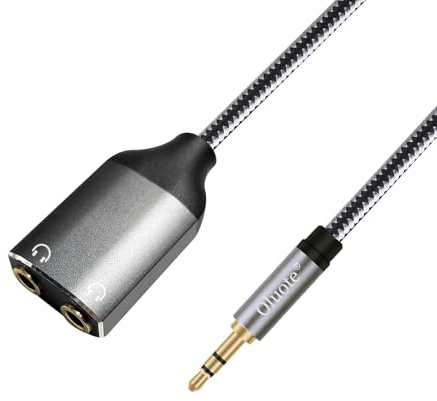 Oluote 3,5mm Jack Auriculares Audio Y Splitter, 3.5mm Macho a Hembra estéreo Divisor Auxiliar Enchufe Doble para computadora portátil,Tableta,Teléfono,Samsung,parlantes,PC (5m)
