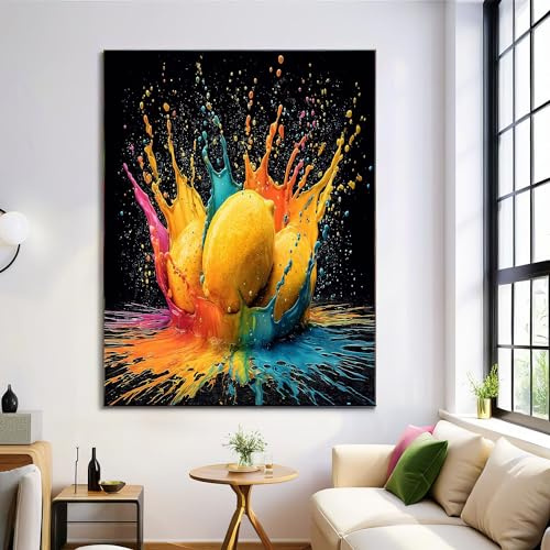 Moderne Bilder Wohnzimmer Poster 70x100cm Hochformat, Pop-Art Farbe Tinte Bunt Leinwand Bilder Deko, Wandbilder für Wohnzimmer Schlafzimmer Ohne Rahmen