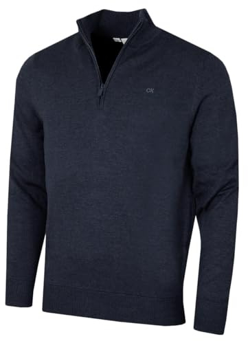 Calvin Klein Mens Campus 1/2 Zip Sweater - Navy Marl - L