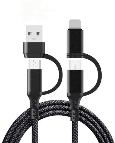 Multi Charger Cable 4 in 1 Fast Charging Cables for Multiple Devices,[60W/1.2M] USB A/USB C Multi Charging Cable with USB-C/iP Port, Universal Phone Charger Lead for Samsung Huawei Android Tablet PS5