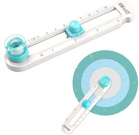 Taglierina circolare regolabile da 2 a 20 cm - Rotazione a 360° per carta, carte, scrapbooking e carta fotografica, taglierina rotonda portatile per lavori di precisione