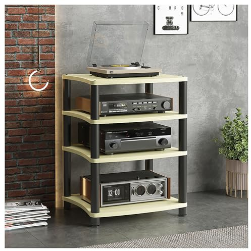 Étagère audio à 4 niveaux pour CD et médias HiFi - Pour salon, salle de jeux et studio - Pour home cinéma et équipement de musique