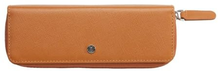 Cross AC308-2 Klassisches Doppel-Federmäppchen mit Reißverschluss für 2 Stifte, echtes Leder, Mokka