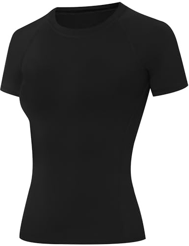 ELIRAVO Kompressionsshirt Damen Kurzarm, Sportshirt mit Raglanärmeln, Atmungsaktives Funktionsshirt Schnell trocknend, Sport T-Shirt für Fitness Gym Laufen Yoga
