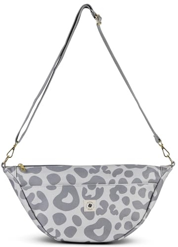Grünes Glück Canvas Moon Bag LARGE, Crossbody Bag, Kinderwagen Organizer | Umhängetasche mit Innen- & Außentasche, verstellbarem Gurt – als Moonbag oder Kinderwagen Organizer geeignet.