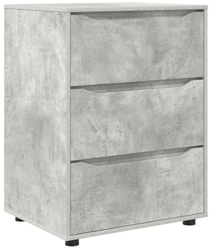 Qnhdfrt Aufbewahrungsschrank mit 3 Schubladen, Kommode in Beton Optik, robuster Mehrzweckschrank aus Holzwerkstoff, 60 x 48 x 81 cm, modernes Möbelstück für Wohnzimmer und Schlafzimmer