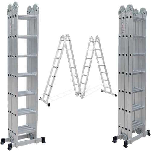 TUFFMATE 14-in-1 Multi-Purpose Aluminium Combination Ladder, 4 X 2m Height - Max Height 8m, 150kg Capacity, Foldable