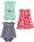Simple Joys by Carter's 3-Pack Romper, Sunsuit And Dress Infant Toddler-Rompers, Blu Marino Righe/Rosa Floreale/Verde Menta Ciliegie, 6-9 Mesi (Pacco da 3) Bimba
