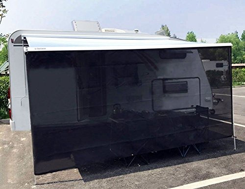 Tentproinc Sonnensegel für Wohnmobil, 1,8 x 3,4 m, 7,6 cm, schwarzes Netzgewebe, komplettes Set, für Wohnmobil, Camping, Anhänger, UV-Sonnenschutz