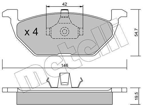 metelligroup 22-0211-0 Bremsbeläge, Made in Italy, Ersatzteile für Autos, ECE R90-zertifiziert, Kupferfrei