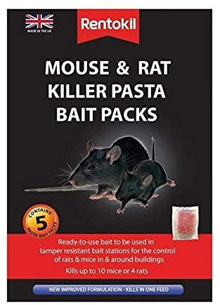 RENTOKIL Mouse&Rat Killer Pasta Bait 5 Sachet Pack NEW Improved Formulation