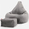 Lounge Pug, Gaming Sitzsack Sessel mit Hocker, Samt Silber