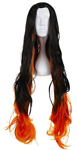 CoolChange Cosplay Perücke von Nezuko Kamado für Demon S Fans | Schwarz mit orangenen Spitzen
