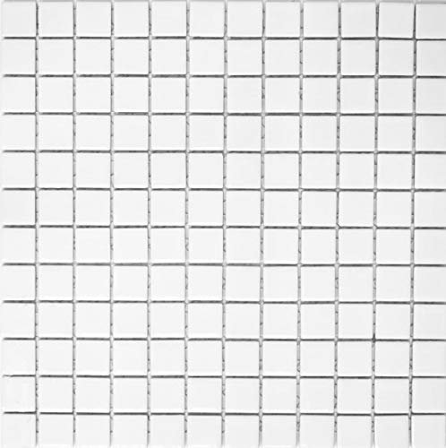 Keramikmosaik Mosaikfliesen WEISS MATT Duschrückwand Badfliese Küchenrückwand MOS18D-0111
