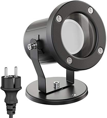 ledscom.de Außen-Strahler Fluter MIBU für außen Edelstahl schwarz + LED GU10 Lampe 3-Stufen-dimmbar warmweiß W 500lm
