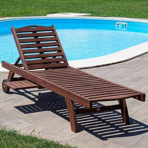 San Marco Teak-Liegestuhl mit Getränkehalter und Rollen