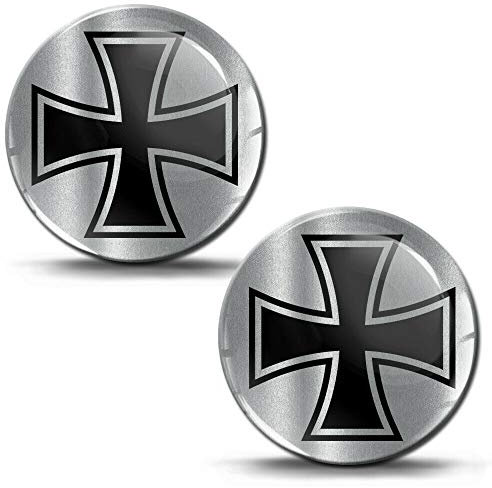 Biomar Labs® 2 x Aufkleber 3D Gel Silikon Iron Cross Eisernes Kreuz Silber Stickers Autoaufkleber Auto Motorrad Fahrrad Fenster Telefon Laptop PC Tablet Tür KS 189