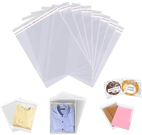 500 Stück Transparente Tüten mit Lasche Folien Beutel Selbstklebend PP Poly Cellophan Adhäsionsverschlußbeutel LP Großhandel Plastiktüte (6 x 9 cm)