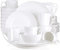 LOVECASA-Sweet Vajilla de Porcelana de 32 piezas, Juego de Vajilla para 8 Personas, Cada Una con 8 Cuencos, 8 Tazas, 8 Platos de Postre y 8 Platos de Cena, Blanco