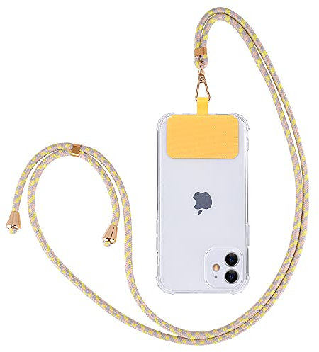Ownest Compatible avec la Lanière de Téléphone Lanière Universelle Portable Bandoulière Réglable pour Le Cou, Sangle de pour Attache de Téléphone Compatible avec Tous Les Smartphones - Jaune