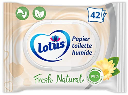Lotus Papier Toilette Humide Fresh Natural - Sans colorant, ni parfum - Fibres FSC 100 % d’origine naturelle - 42 unités (Lot de 1)