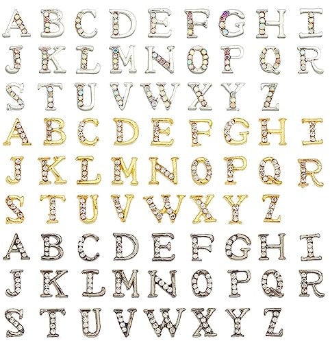 OLYCRAFT 78pcs Alphabet Fillers 3-Color Alloy Epoxy Resin Supplies Metal Nail Charms Alphabet Filling Accessories for Resin Jewelry Making and Nail Arts
