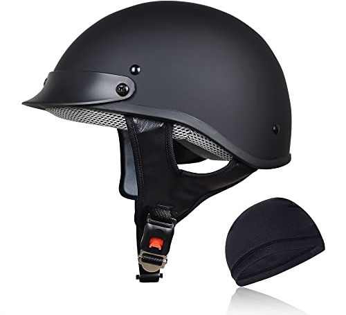 CHCYCLE Helmets for Adults Motorcycle Half Helmet Casco para Motocicleta for Women Men DOT Approved Cycling Motocross (Large, Matte Black)