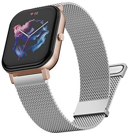 Cinturino per Amazfit GTS/GTS 2 /GTS 3/ GTS 4 /GTS 2 Mini/GTS 2e /GTR 42 mm/Bip/Bip S/Bip U, Cinturino in Metallo da 20mm per Galaxy Watch Active2/Galaxy Watch 42mm